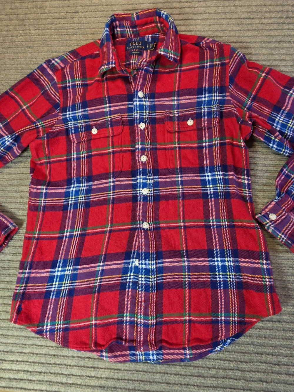 Polo Ralph Lauren Workshirt Men's S Red Plaid Classic Fit Flannel Button Down